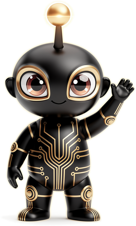 Chip, o mascote da UpToAI, acenando